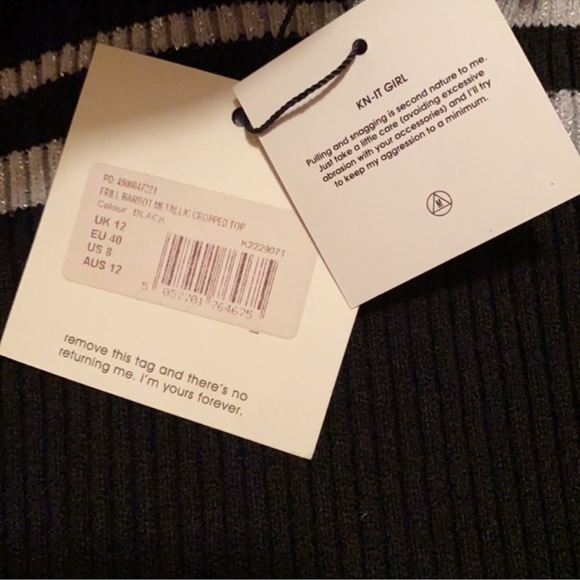 New! Missguided Frill Bardot Metallic Cropped Top - Picture 5 of 5